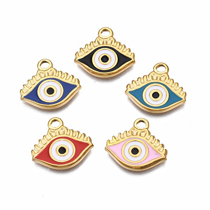 304 Stainless Steel Pendants, with Enamel, Eye