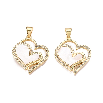 Латунные микропаве прозрачные подвески с фианитом, без кадмия и без свинца, с оболочкой, сердце прелести