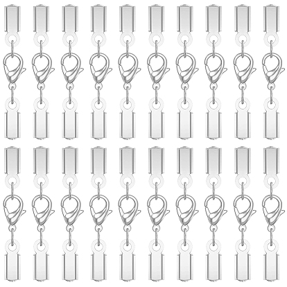 20Pcs 304 Stainless Steel Lobster Claw Clasps with Cord Ends