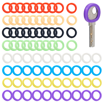 80Pcs 8 Colors Silicone Nonslip Waterproof Reusable Key Sleeve, Key Identifier Caps, Ring