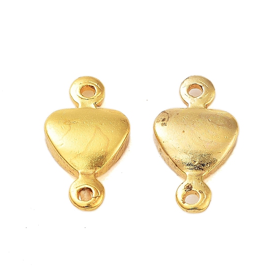Rack Plating Brass Heart Links Connector Charms, Cadmium Free & Lead Free