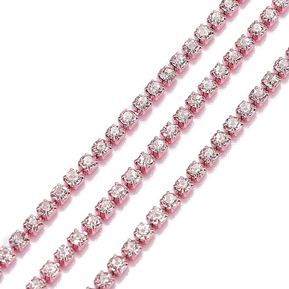 Электрофорез латунь горный хрусталь страз цепи, с пластиковыми бобин, горный хрусталь чашка цепи