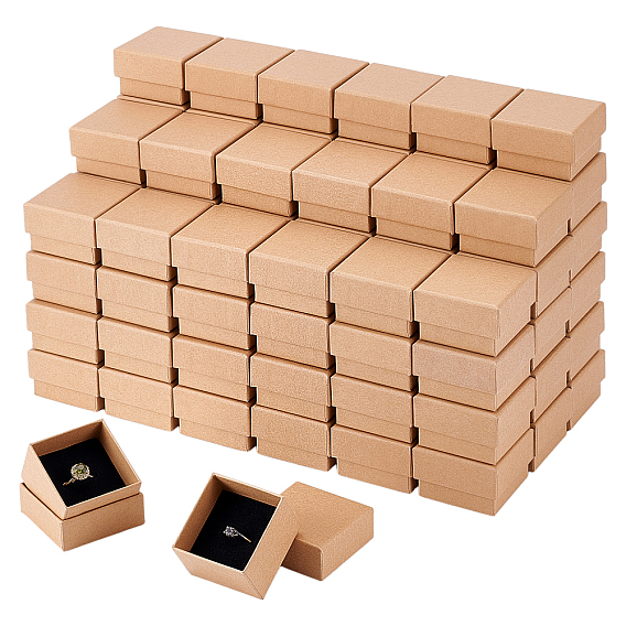 100шт картонные шкатулки для ювелирных изделий, Для кольца, квадратный