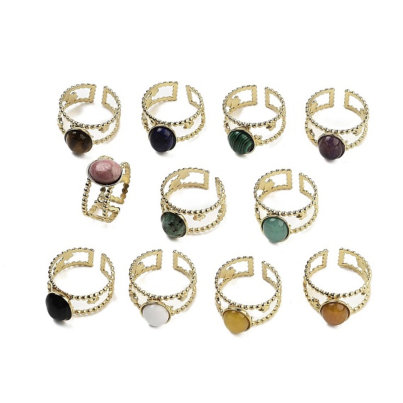 Овальные кольца на палец из натуральных драгоценных камней, ионное покрытие (ip) 304 манжеты из нержавеющей стали для женщин