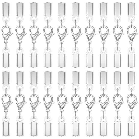 20Pcs 304 Stainless Steel Lobster Claw Clasps with Cord Ends