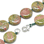 Gemstone Beaded Necklaces, with Alloy Lobster Clasps, Flat Round