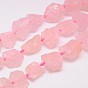 Natürlichen Rosenquarz Perlen Stränge, Nuggets, 18~35x15~26x9~21 mm, Bohrung: 1 mm