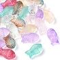35Pcs Transparent Spray Painted Glass Beads, Fish
