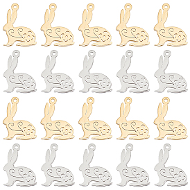 20 шт. 2 цвета 201 подвески из нержавеющей стали, Пасхальный кролик