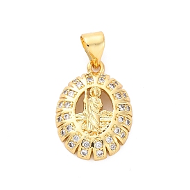 Латунные микро проложить кубического циркония подвески, без кадмия и без свинца, овал и религия, прелести Святого Иуды
