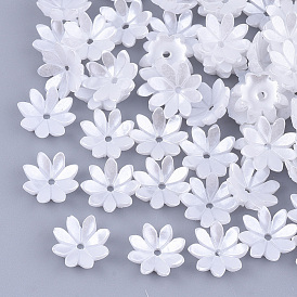Capuchons de perles en imitation de résine opaque, multi-pétale, fleur