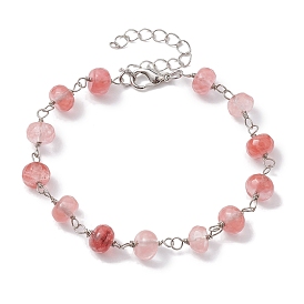 Gemstone Rondelle Beads Link Bracelets for Women
