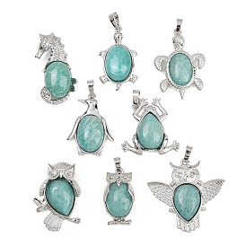 Природные подвески амазонит, латунные драгоценные камни, амулеты в виде животных, стойки покрытие, долговечный, платина