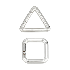 2 шт. 2 стили 925 кольца с пружинным затвором из стерлингового серебра, треугольник и квадрат