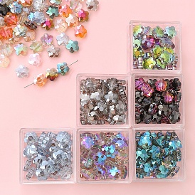 10Pcs Transparent Glass Beads, Flower