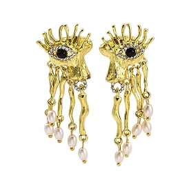 Серьги-гвоздики из сплава, смолы и искусственного жемчуга, глаза и черты лица и нос, слева и справа