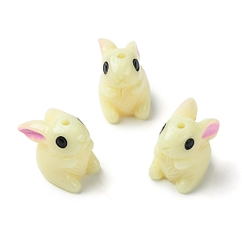 Spray Painted Opaque Resin Beads, with Enamel, Rabbit