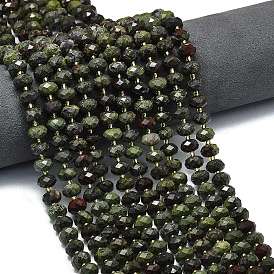 Природные гелиотроп бисер нитей, граненые, рондель, с бисером