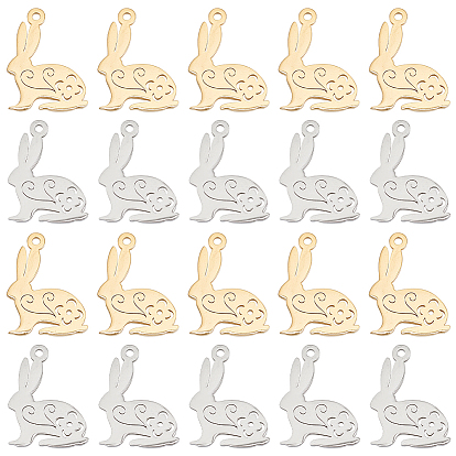 20 шт. 2 цвета 201 подвески из нержавеющей стали, Пасхальный кролик