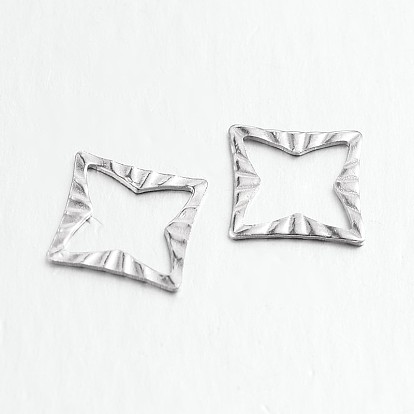 304 Stainless Steel Charms, Rhombus, 13x13x0.5mm, Hole: 9.5mm