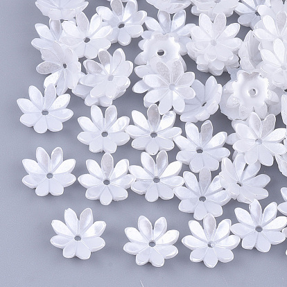 Capuchons de perles en imitation de résine opaque, multi-pétale, fleur