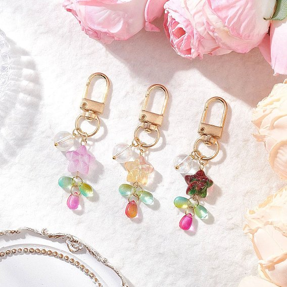 3 шт. подвесные украшения в виде круглых стеклянных бусин в форме звезды, с поворотными застежками сплава