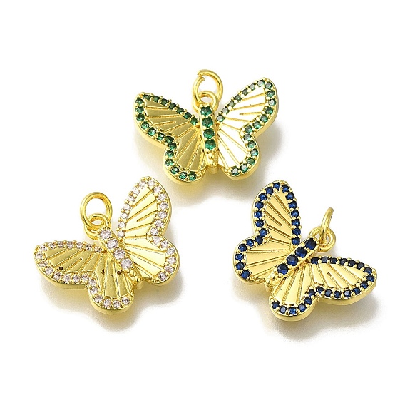 Подвеска из латуни с микропаве из кубического циркония, с прыжковых колец, без свинца и без кадмия, долговечный, бабочка