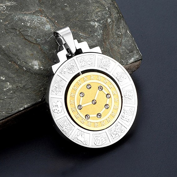 316 хирургическая нержавеющая сталь плоская круглая 12 ожерелья с подвесками в виде китайского зодиака, ожерелья из нержавеющей стали с цепочкой-коробкой для женщин