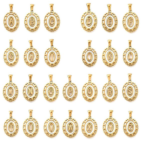 Золотые подвески 304 из нержавеющей стали, с оболочкой, полый овал с сердцем, Письмо ~ Z