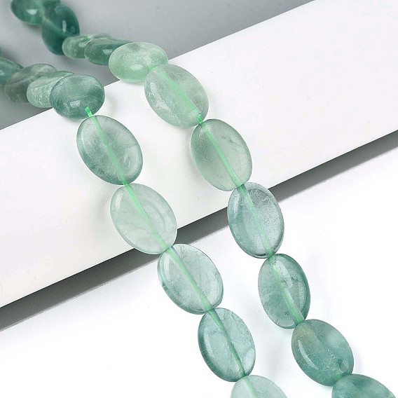 Естественный зеленый флюорит бисер нитей, Плоско-овальные