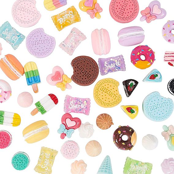 Resin Cabochons, Imitation Food, Mixed Shapes