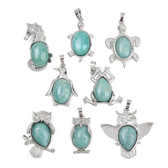 Природные подвески амазонит, латунные драгоценные камни, амулеты в виде животных, стойки покрытие, долговечный, платина