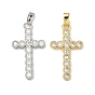 Латунные микропаве прозрачные подвески с фианитом, крест прелести