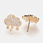 Brass Cubic Zirconia Dangle Stud Earrings, Nickel Free, Real 18K Gold Plated, Cloud