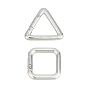 2 шт. 2 стили 925 кольца с пружинным затвором из стерлингового серебра, треугольник и квадрат