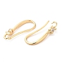 Brass Earring Hooks, Ear Wire, with Glass