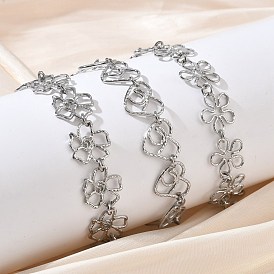 Браслеты из нержавеющей стали с полыми коваными звеньями для женщин, цвет нержавеющей стали