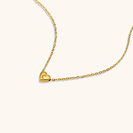 Minimalist Heart Letter Necklace - Stainless Steel 18K Plated Jewelry for Versatile Chic Look