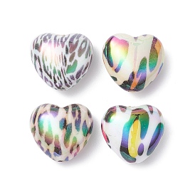 UV Plating Acrylic Beads, Iridescent, Heart