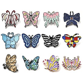 Black Alloy Brooches, Butterfly Enamel Pins for Women
