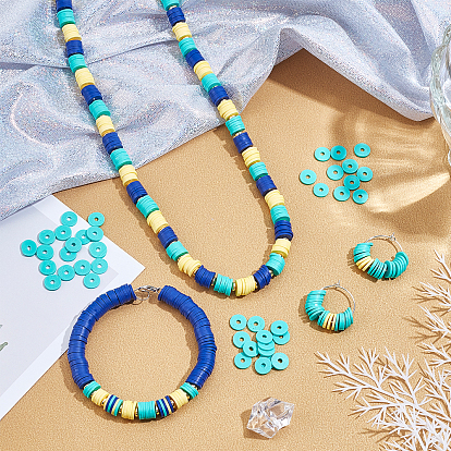 ARRICRAFT Flat Round Handmade Polymer Clay Beads, Disc Heishi Beads for Hawaiian Earring Bracelet Necklace Jewelry Making