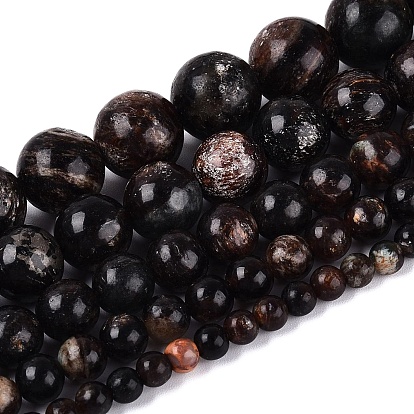 Natural Biotite Beads Strands, Smooth Round