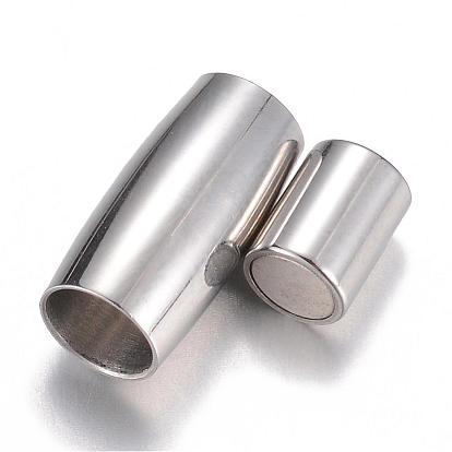 304 Stainless Steel Magnetic Clasps with Glue-in Ends, Barrel