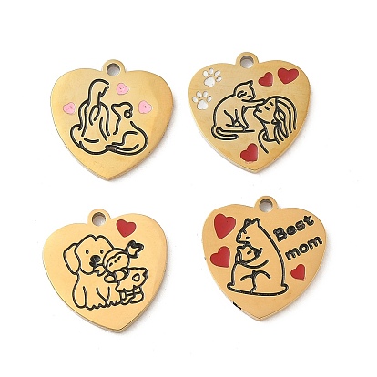 304 нержавеющей стальной эмали подвески, ионное покрытие (ip), сердце, реальный 18 k позолоченный