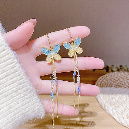 Латунь микро проложить кубического циркония серьги мотаться, бабочка