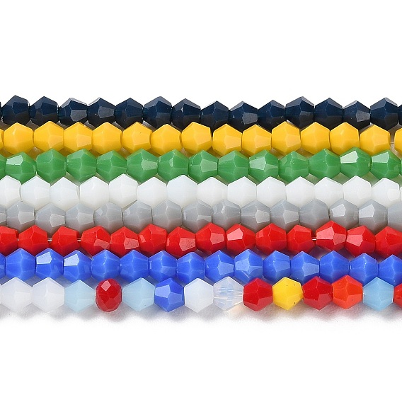 Непрозрачный сплошной цвет имитация нефрита стеклянные бусины пряди, граненые, двухконусные