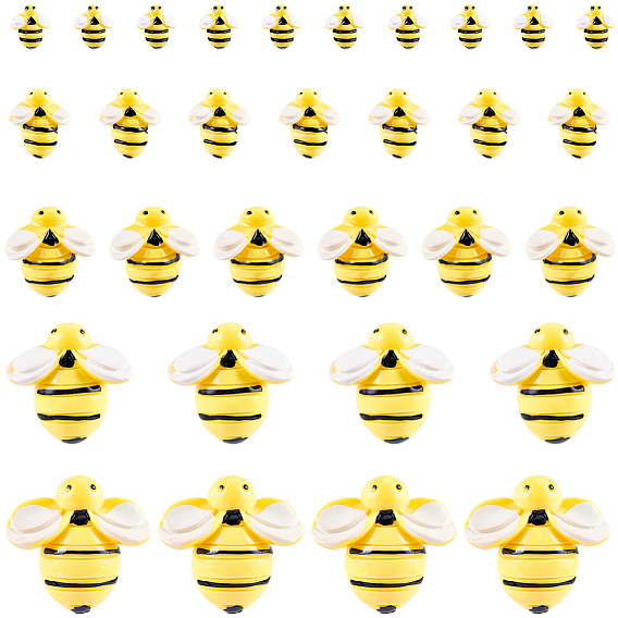 60 шт 5 стили кабошоны из непрозрачной смолы, Пчелы