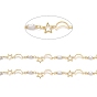 Handmade Brass Link Chains, with Acrylic Imitation Pearl and Spool, Long-Lasting Plated, Soldered, Moon & Star