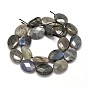 Flat Oval Natural Labradorite Bead Strands, Faceted