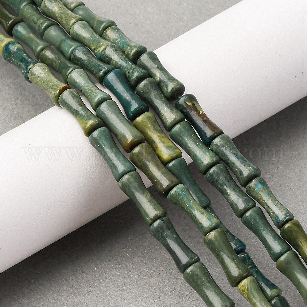 Natural Shoushan Jade Beads Strands, Bamboo Shape